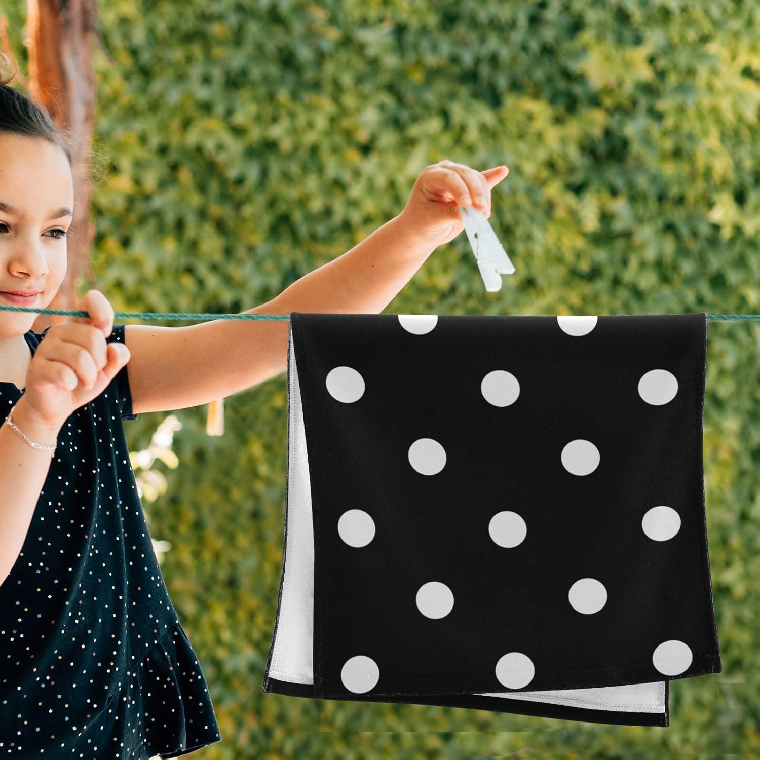 2 Pack Polka Dots Hand Towels Soft Absorbent Vintage Black and White Spot Doodle Pattern Bathroom Decor 14"x28" Abstract Modern Guest Face Bath Towels,Decorative Towels for Bathroom,Kitchen - Image 4