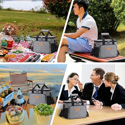 Miniatura 7 de iknoe - Lonchera gruesa con aislamiento térmico unisex, bolsa isotérmica blanda de 14 L, a prueba de fugas, con cremallera superior, ideal para
