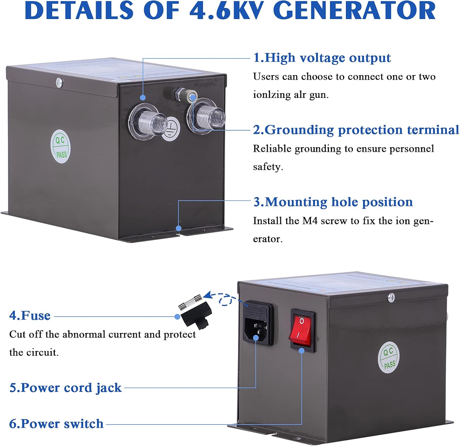 Anti Static Guns 4.6KV Ionizing Air Guns for Industrial Electrostatic Elimination (110V)