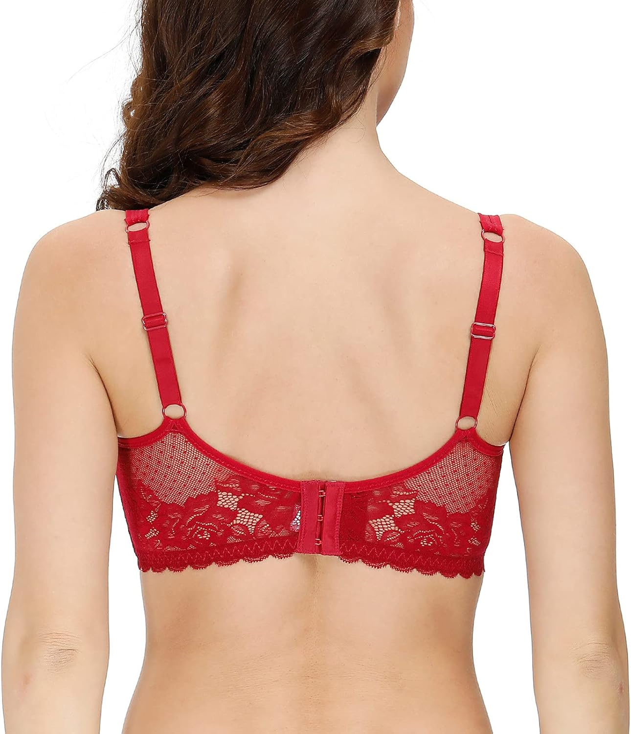 Mesh See Through Unlined Sheer Bra Full Coverage Lace Bralette for Women - Image 4