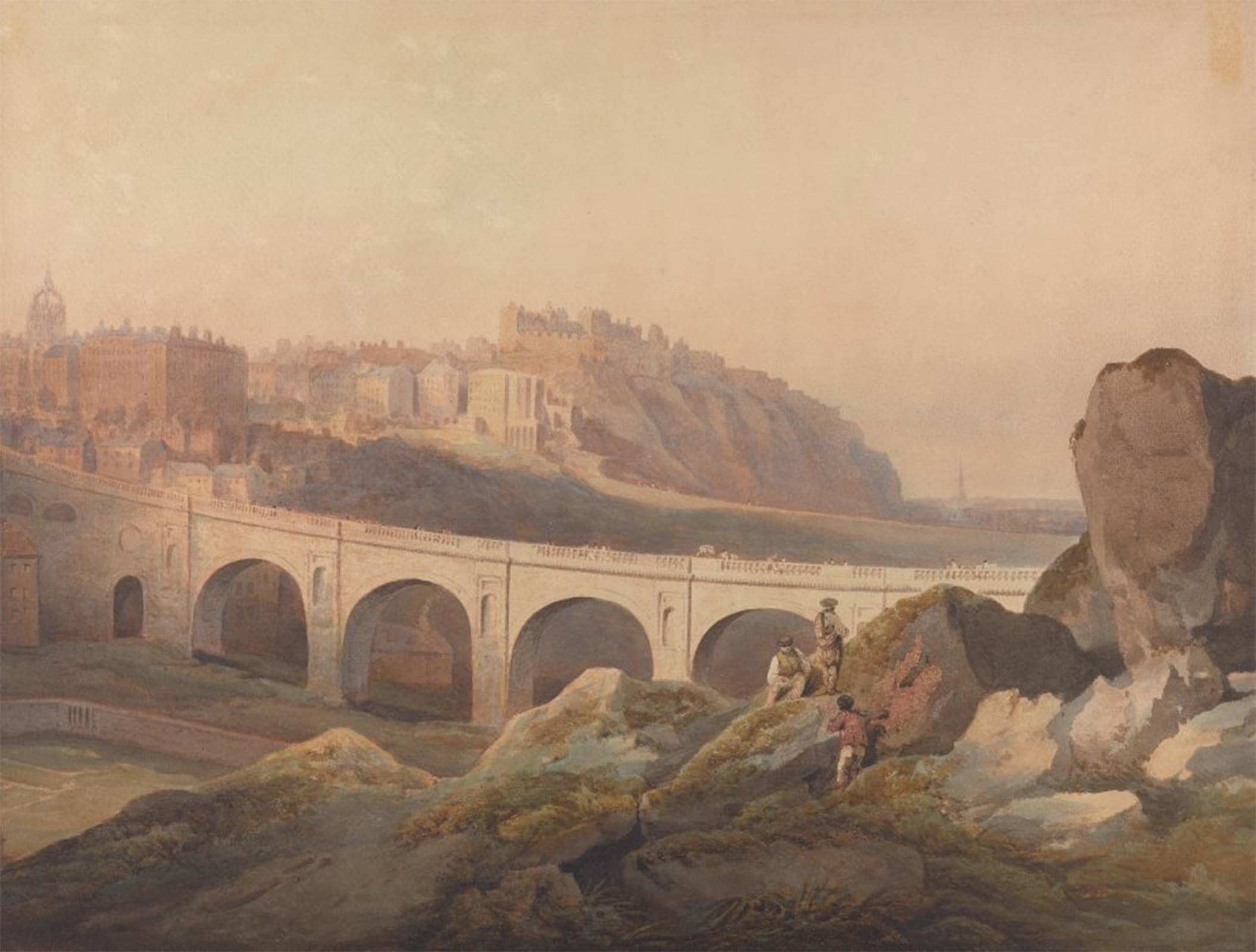 HRJUBWREE Retro Picture Art Painting Wall Poster View of Edinburgh From Calton Hill by Famous Artist Vintage Art Print for Home Decor 60x90cm