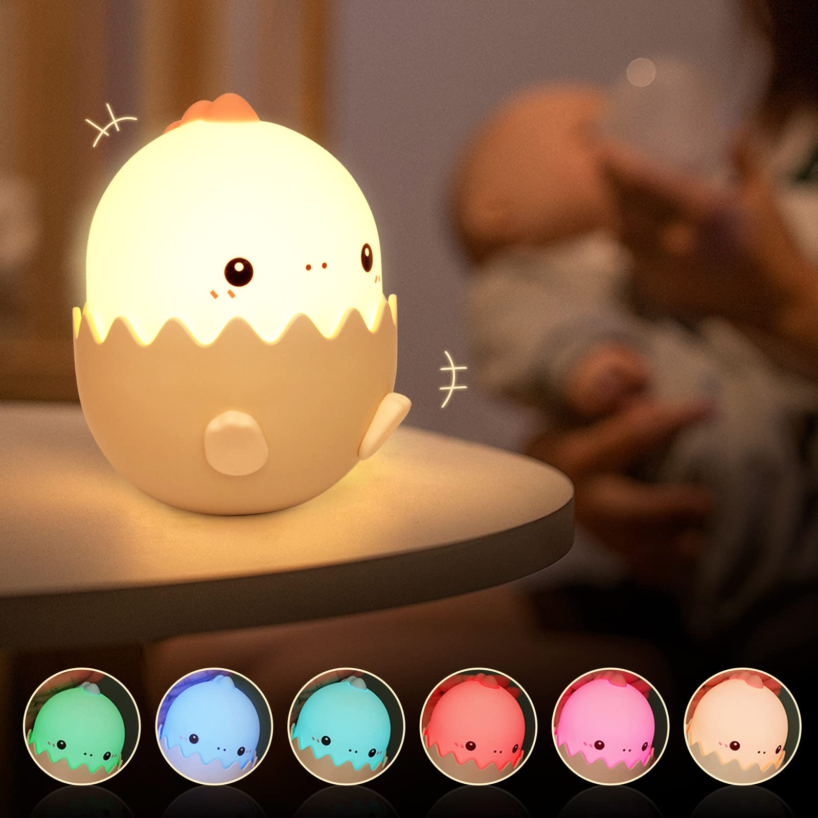 Magi Casero Dinosaur Night Light for Kids,Soft Silicone Nursery Night Light for Toddler's Room,Color Changing Baby Night Light with Touch Sensor,Gifts for Boys Girls