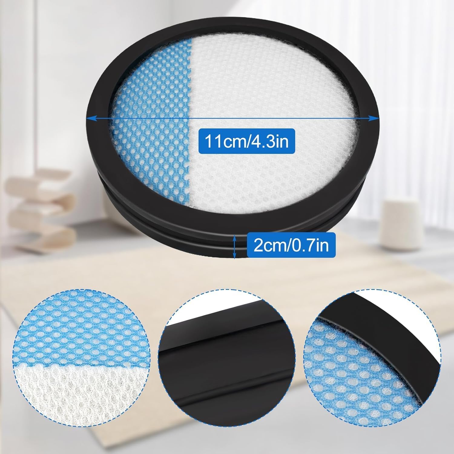 Washable Vacuum Filter for Ryobi PCL720, PBLSV716, PBLSV716, PBLSV717 ONE+ 18V Cordless Stick Vacuums, Compare to Part A32SV720N, 2Pack