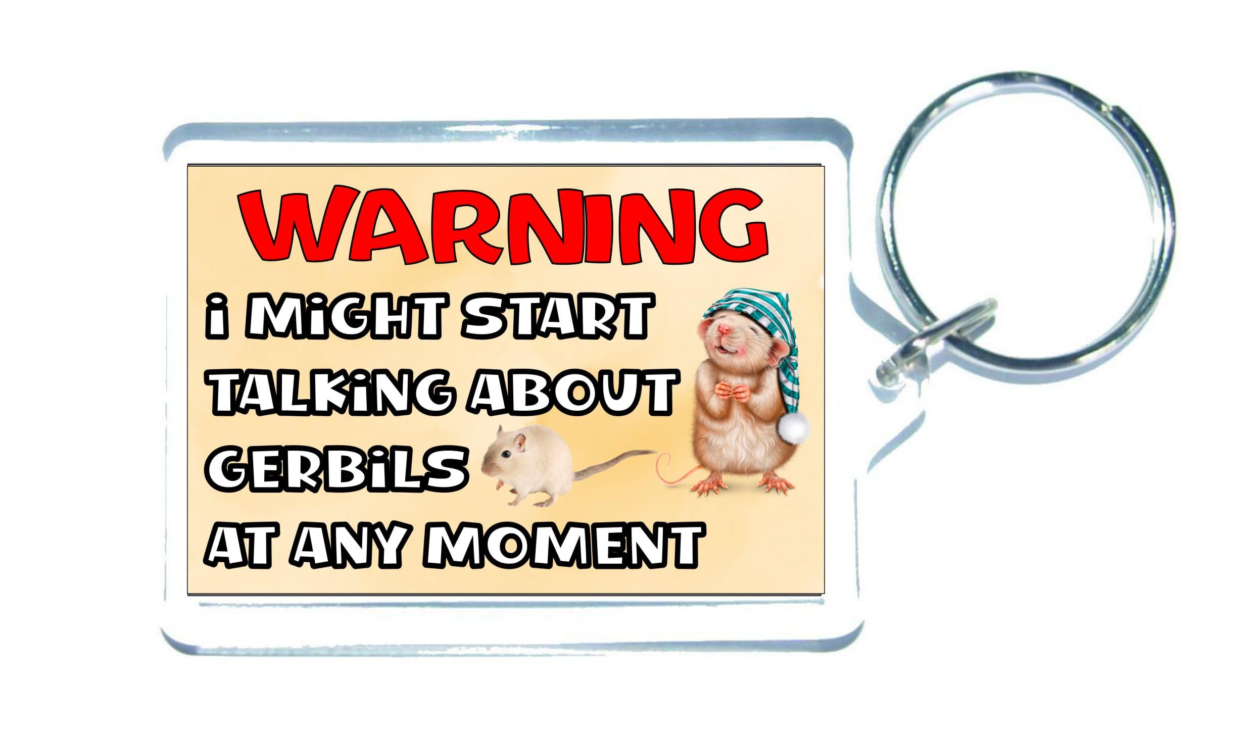 Decalarama Gerbil Keyring Gift – Warning I Might Start Talking About * At Any Moment - Fun Cute Novelty Present