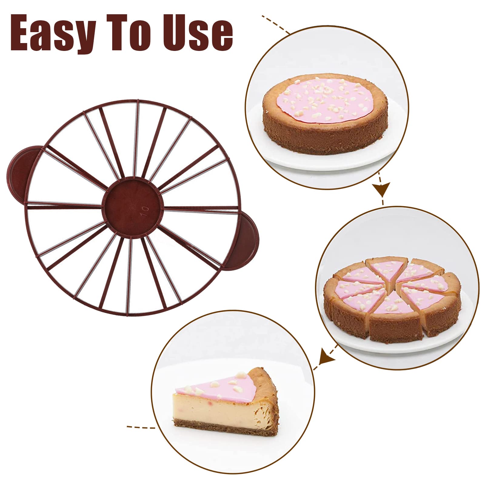 WOHPNLE Divisore Fetta di Torta, Rotonde Affettatrice per Torte, Uguali Divisore da 10/12 Pezzi, Segnafetta per Torta, Plastica Segnaporzioni per Torte di Pane(126g(280)-Rosso Scuro