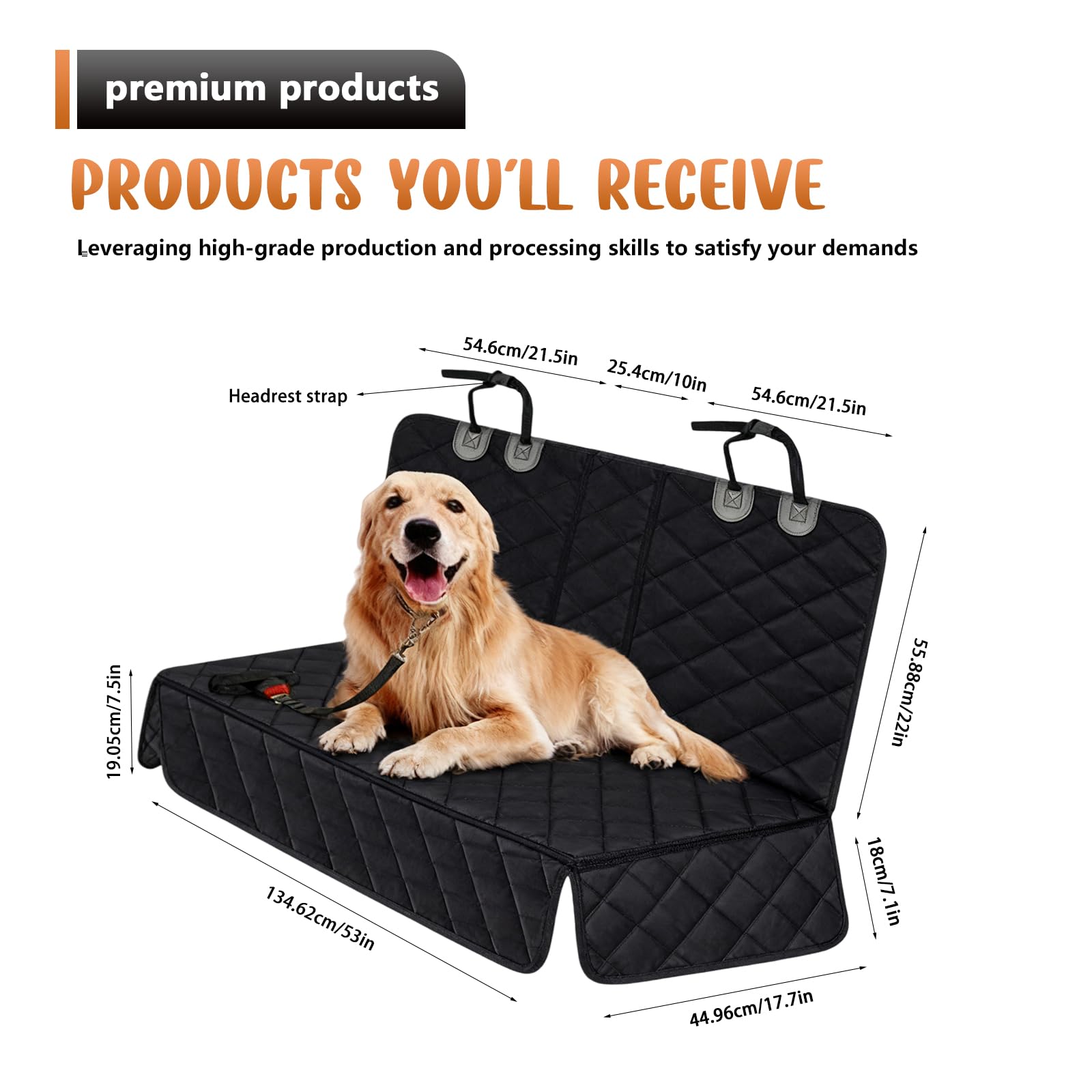 GOMETY Coperta per cani per auto per sedile posteriore, 135x120cm Impermeabile Antigraffio Antiscivolo Protezione per auto per cani per sedile posteriore con cintura di sicurezza, Protezione
