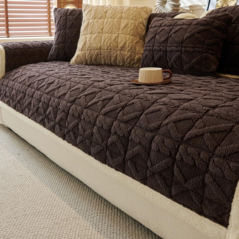 Housse de canapé lavable et antidérapante en tissu doux gris foncé