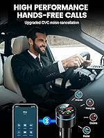Vista 6 de Transmisor FM para automóvil Bluetooth 5.3, [Todo Metal] PD 30 W y QC3.0 18 W cargador rápido para automóvil, Kit de radio FM inalámbrica adaptador