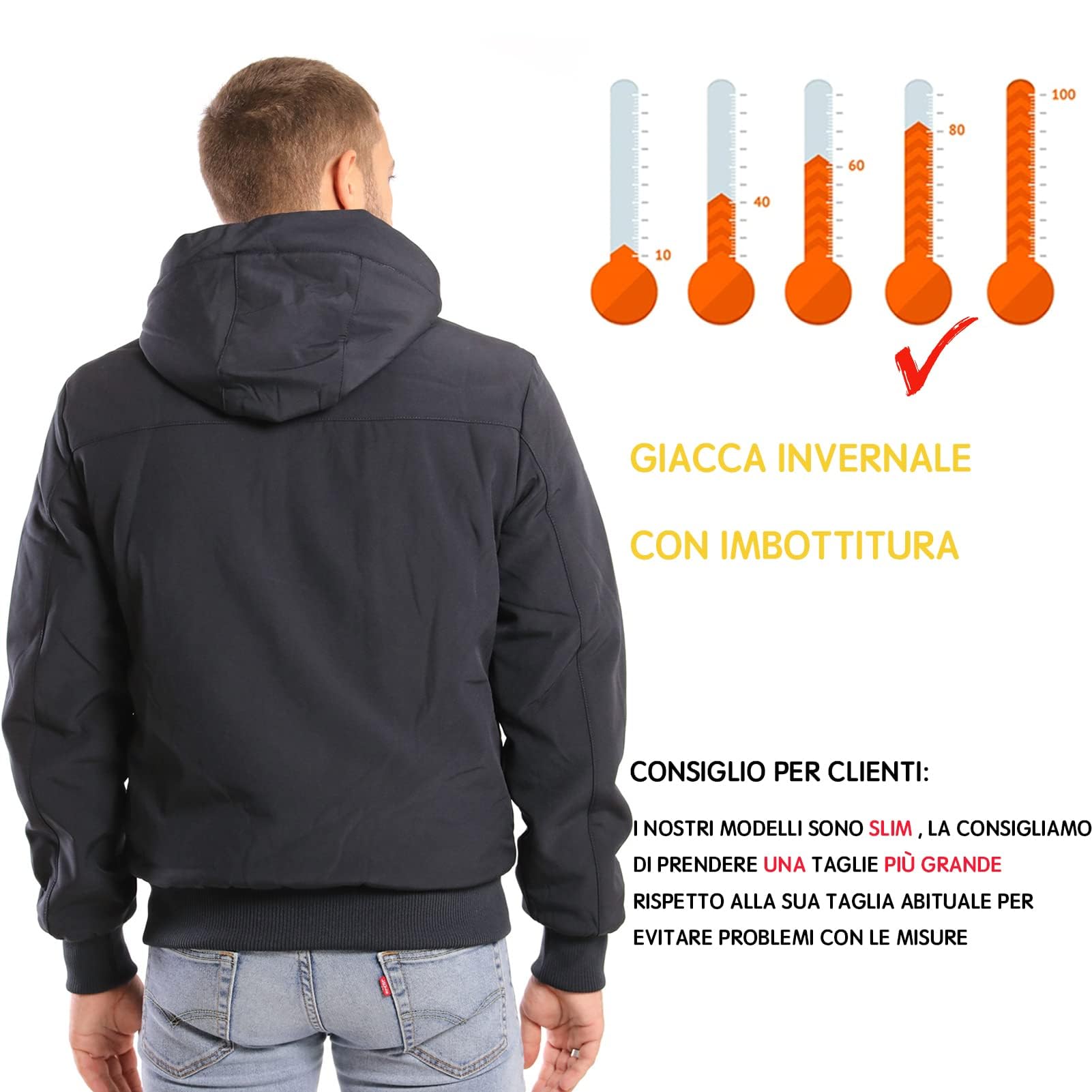 TONY BACKER Giacca Jacket Uomo Invernale Softshell Impermeabile Antivento con Cappuccio Giacca Calda Giubbotto Uomo Trekking Casual 3351