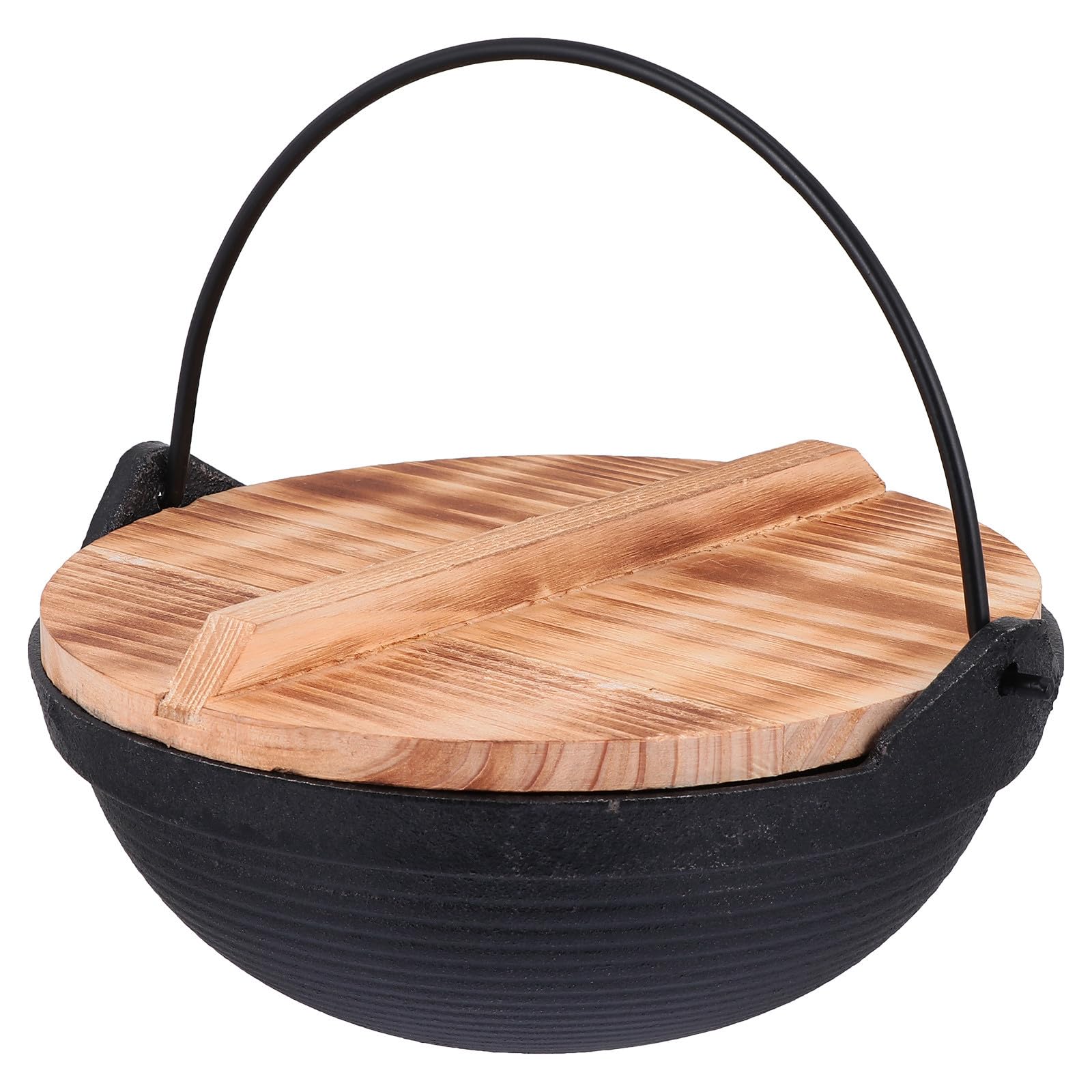 HEMOTON Olla Colgante de Hierro Fundido para Exteriores, Negra, Portátil