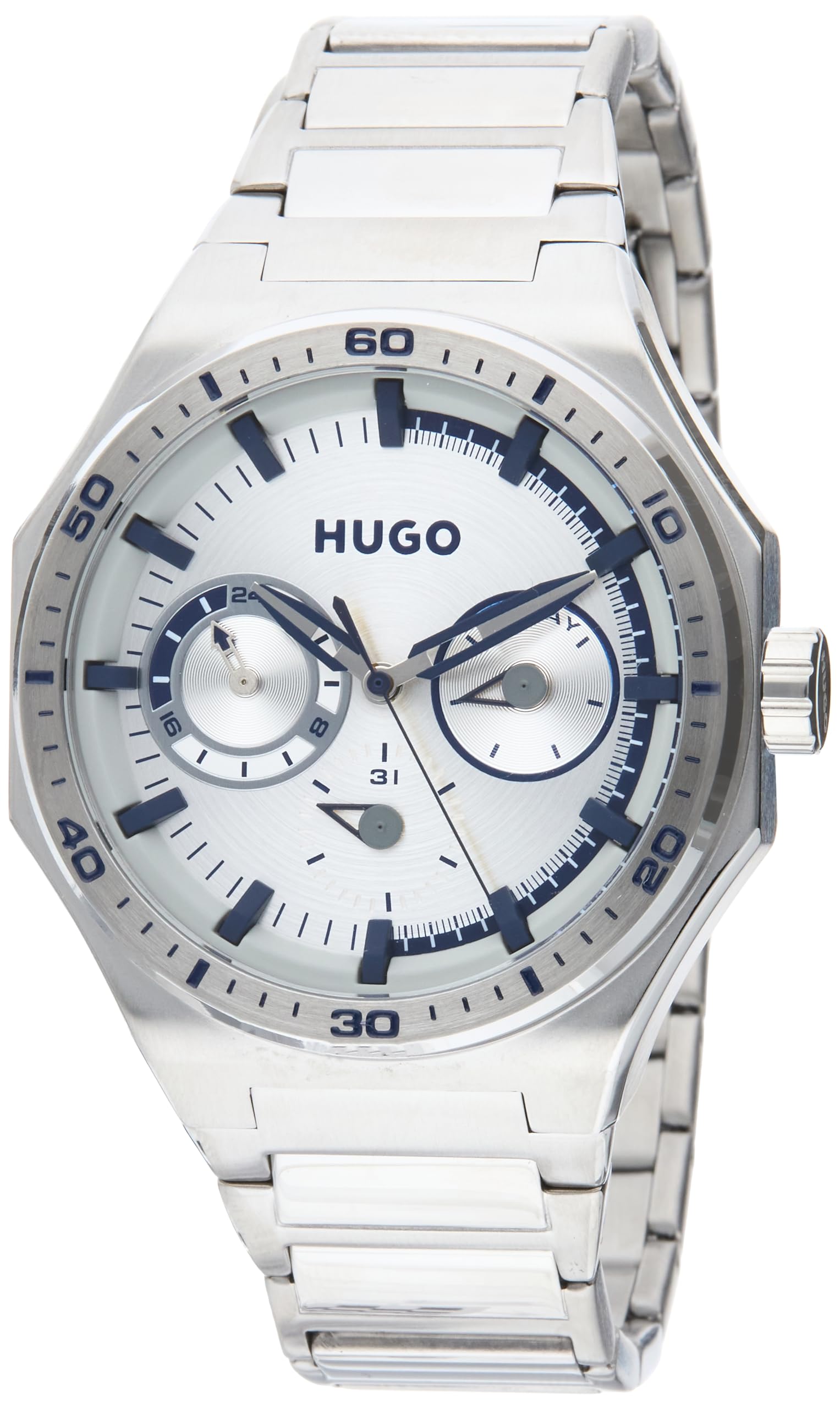 Hugo #GRAIL SPORT Men Watch, Analog SILVER WHITE / SILVER