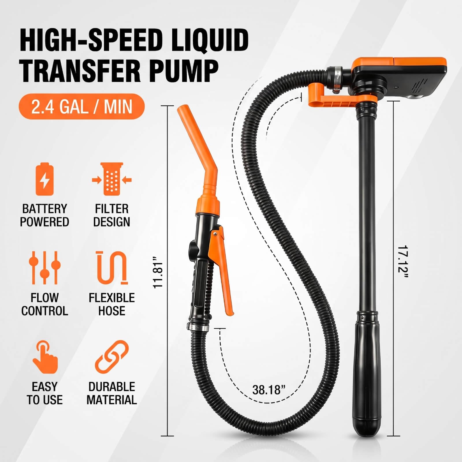 Elektryczna pompa benzynowa, ręczna pompa benzynowa diesel 2,4 GPM, akumulator, wąż, pompa do zbiornika, pompa olejowa, woda, do samochodu garażu ogrodu