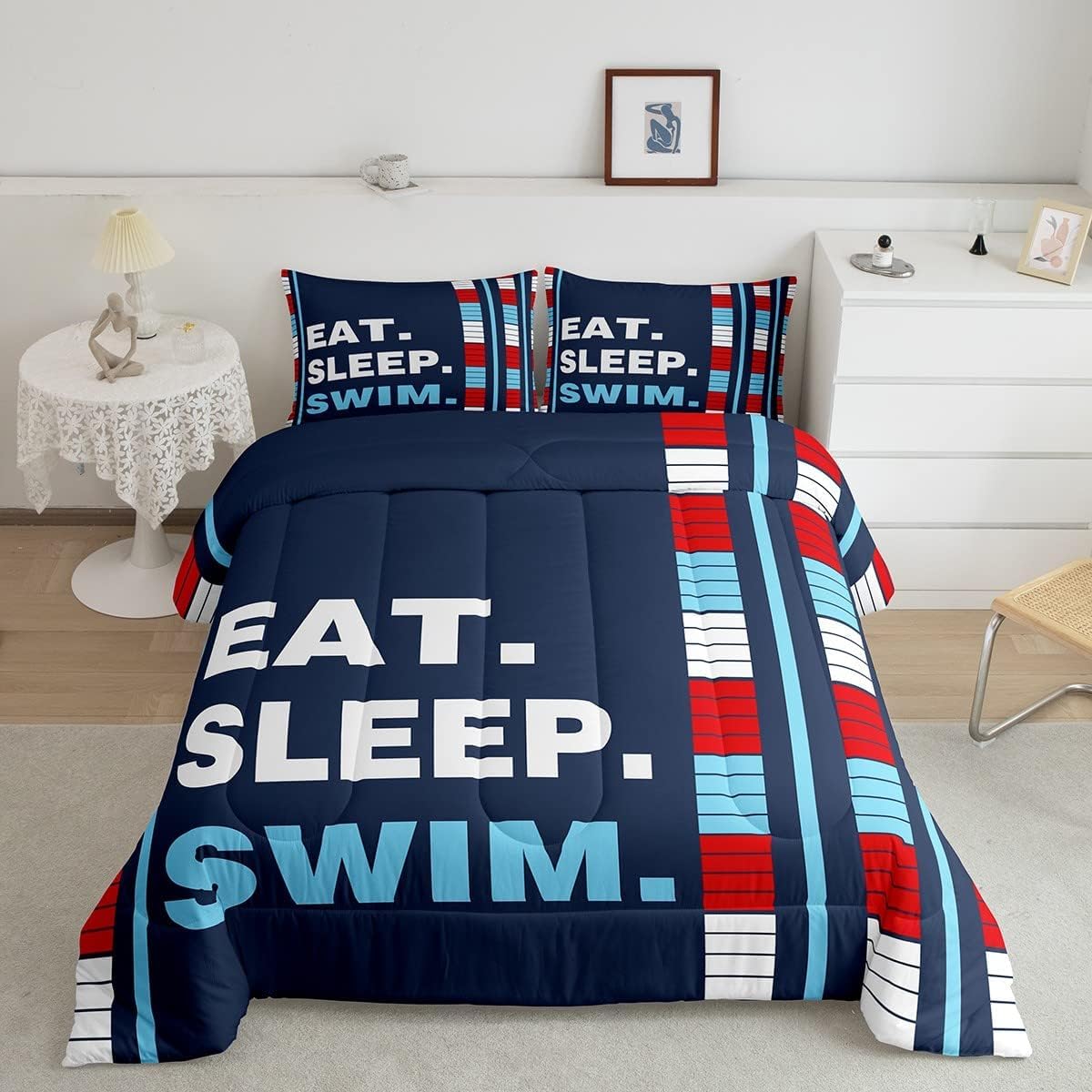 Feelyou Kids Swimmer Bedding Set Toddler Size 3Pcs for Boys Girls Teens