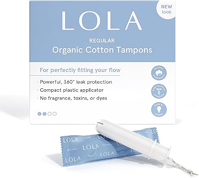 LOLA Organic Cotton Tampons - Tampons Regular, Period Feminine Hygiene Products, HSA FSA Approved Products Feminine Care, 60 Count