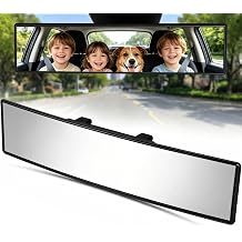 Panoramic Car Interior Rear View Mirror Anti-glare 12 Inch HD Glass Convex Wide Viewing Angle Clip On Mirror Clear Vision Reduces Blind Spot Universal Fits Vehicles SUV Trucks