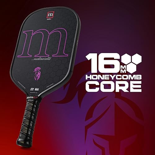 Miniatura 3 de Mint Sport Mademoiselle - Pala de pickleball T700 de fibra de carbono con núcleo de polipropileno de 0.63 pulgadas, superficie giratoria