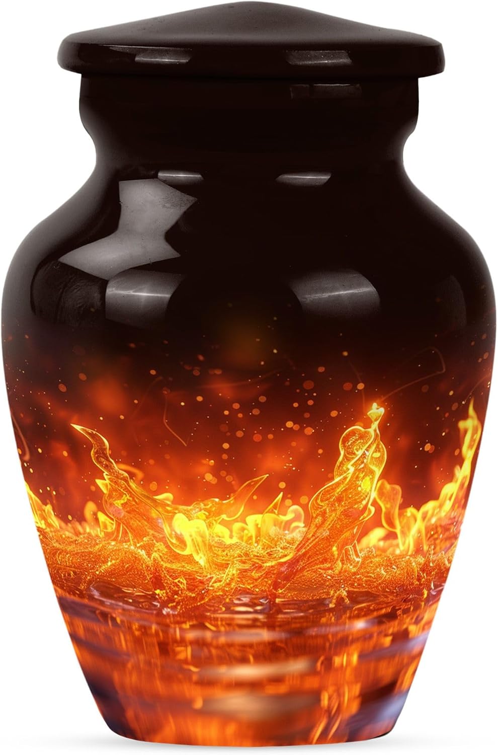 Fire Urn, Pack of 1, Memorial Urns for Grandparents, 3 Inch, Mini Urns for Ashes, Keepsake Urns for Male & Female, Small Urns, Adult Funeral Urns, Urns for Human Ashes, Oraneg, Black