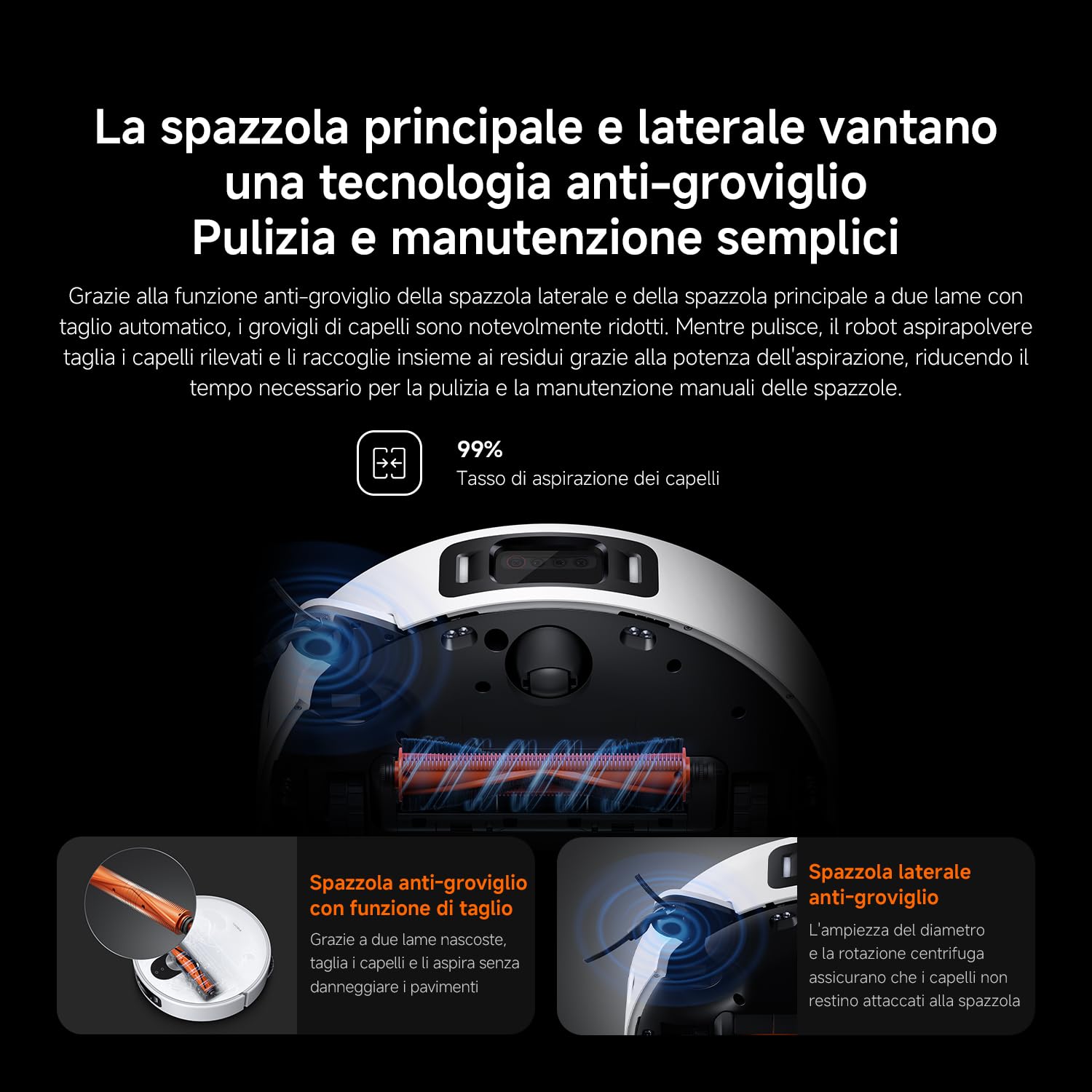 XIAOMI Robot Vacuum 5 Pro, Aspirazione potente da 20000Pa, evitamento ostacoli con AI, riconoscimento intelligente dello sporco, navigazione laser intelligente dToF con sollevamento automatico