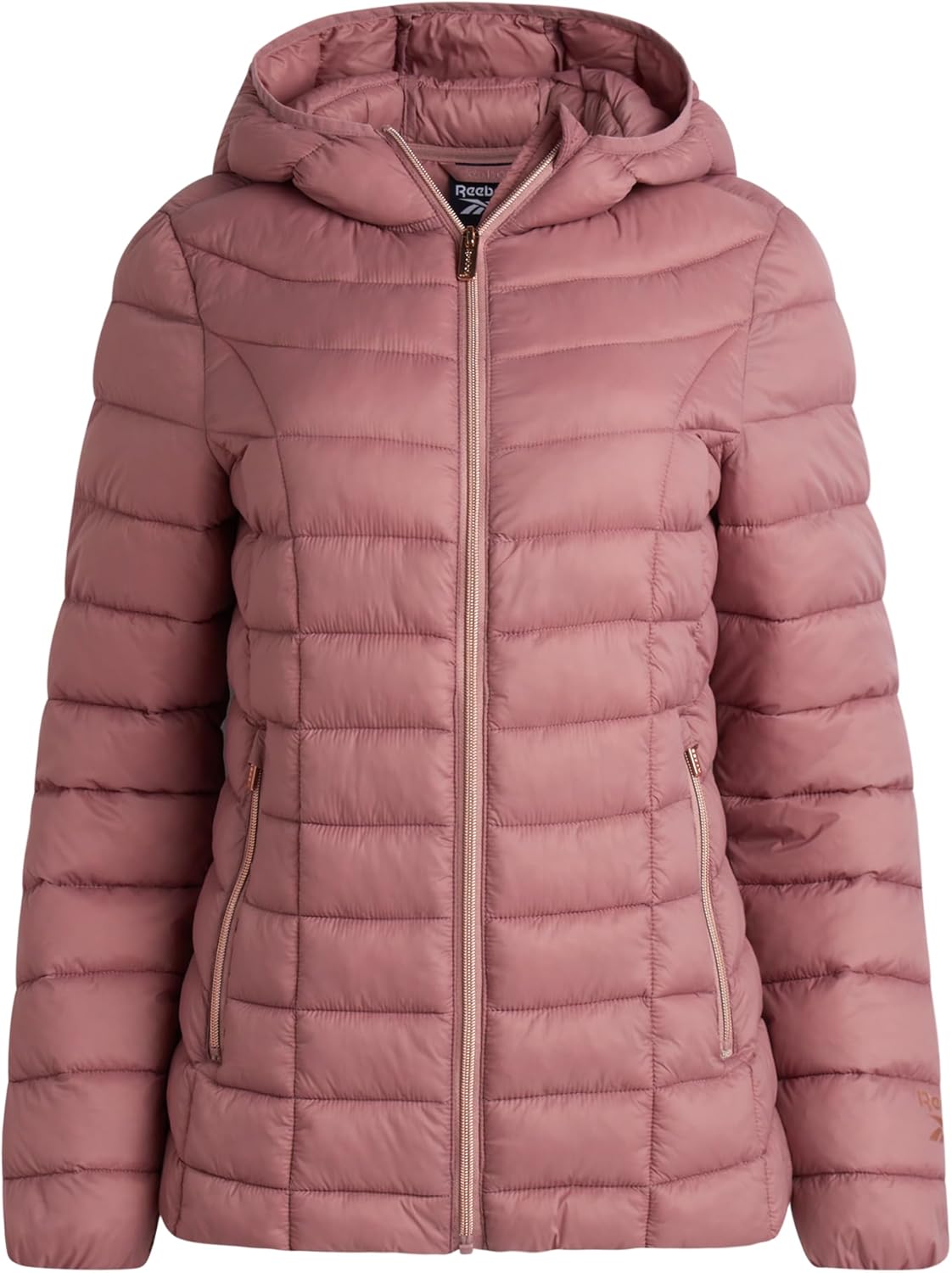 Reebok Womens Puffer Jacket - Lightweight Quilted Snow Glacier Shield Zip Up Bubble Winter Coat for Women with Hood & Pockets