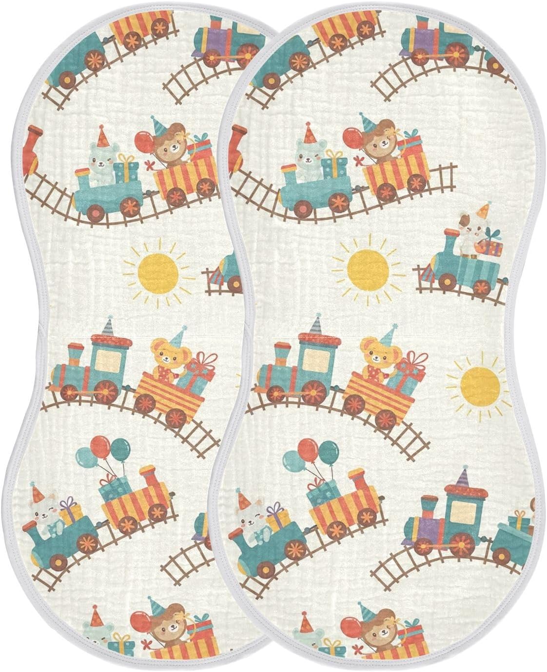 Muslin Baby Burp Cloths Cute Animal Train Pattern