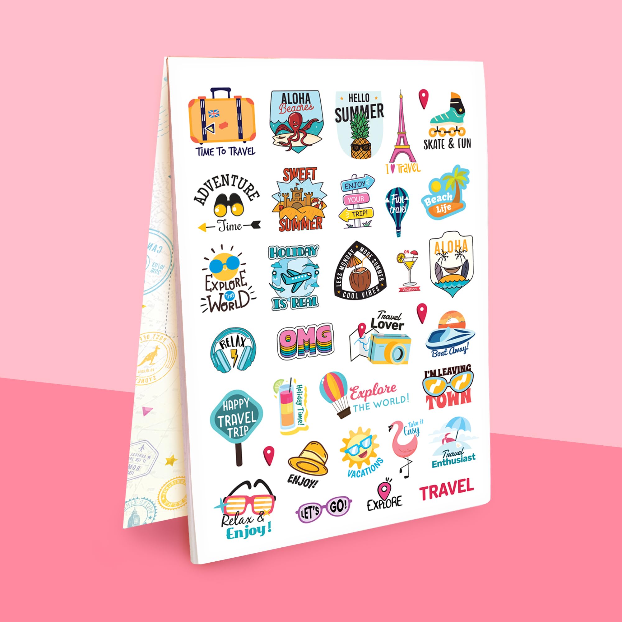 DOODLE Sticker Book for Journal with 370+ Travel Stickers | Perfect for Journaling, Scrapbook Projects, Décor & Page Decoration | A5 Book with 10 Pages - Image 6 thumbnail