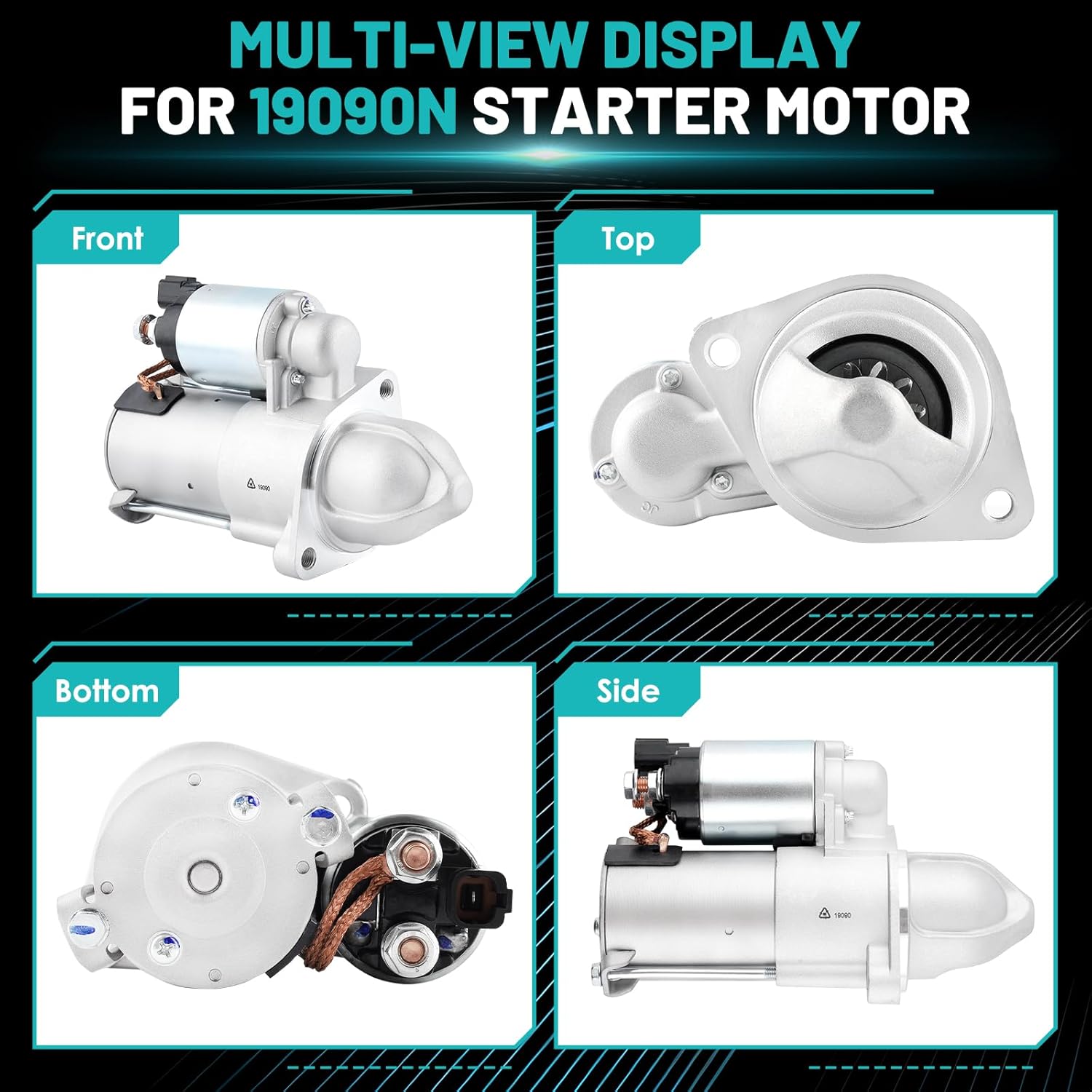 19090 Starter Motor Fit for Kia Optima 2013-2015, Sorento 2011-2014, for Hyundai Santa Fe 2010-2014, Sonata 2009-2014 L4 2.4L Automotive Replacement Starters#410-12398 361002G100 Engine Starter