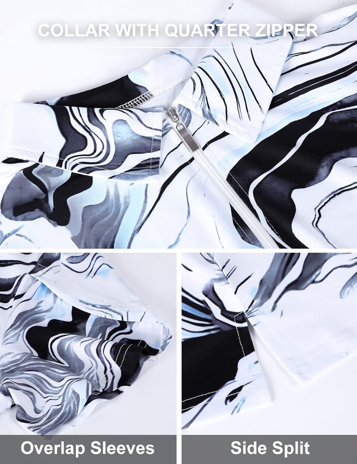 Viracy Womens Golf Polo Shirts 1/4 Zip Up Overlap Short Sleeve Quick Dry Workout Tops - Image 5