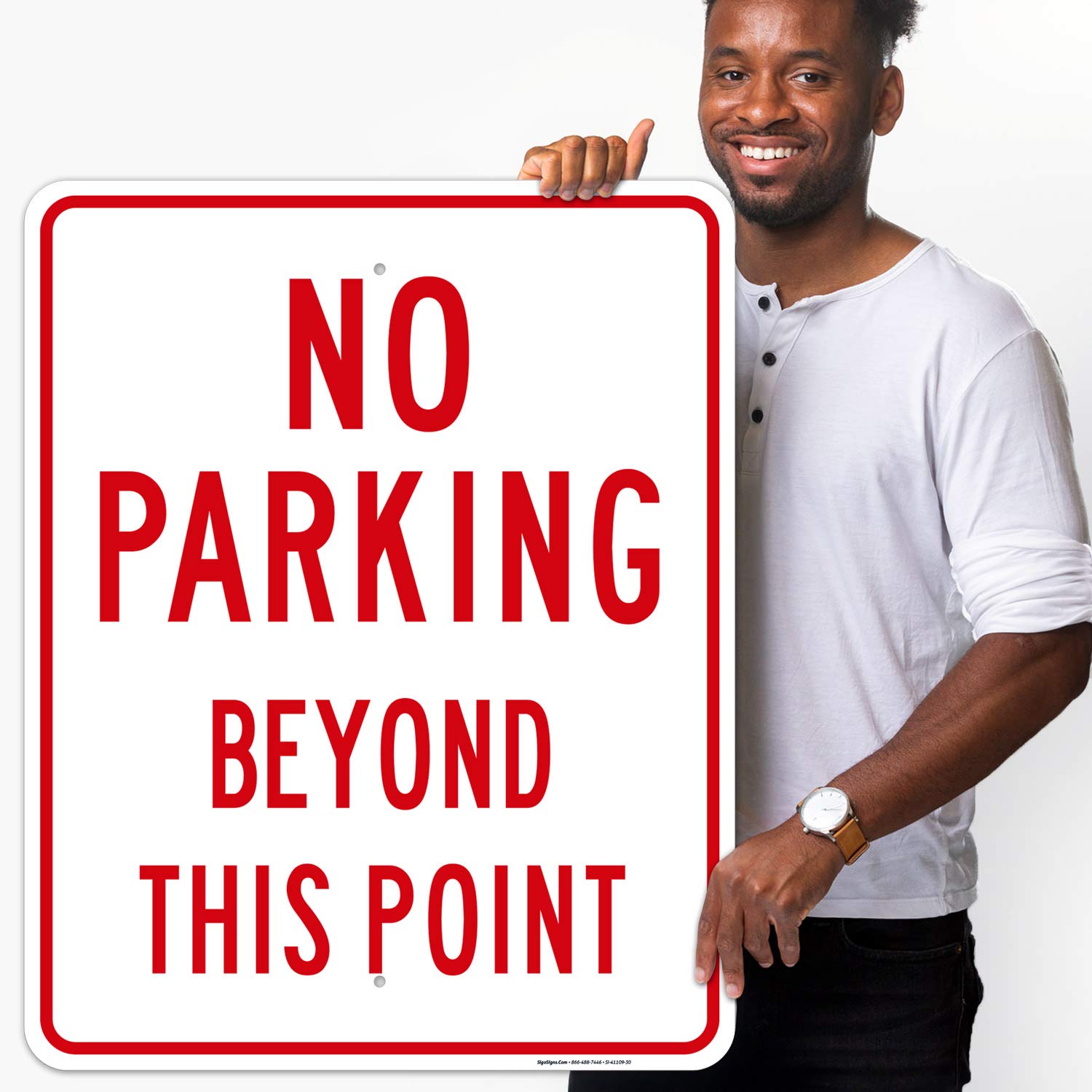 No Parking Beyond This Point Sign, 24x30 Inches, Rust Free .063 Aluminum, Fade Resistant, Indoor/Outdoor Use, Made in USA