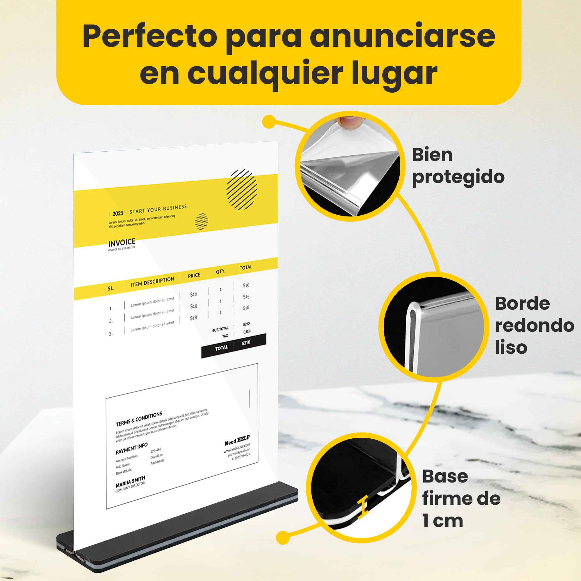 GOYAPRINT Expositor Metacrilato A4 para Menús y Publicidad - Soporte de Sobremesa Transparente para Carteles y Folletos - Porta Menús para Restaurantes, Oficinas, Hoteles y Eventos (5, A5)