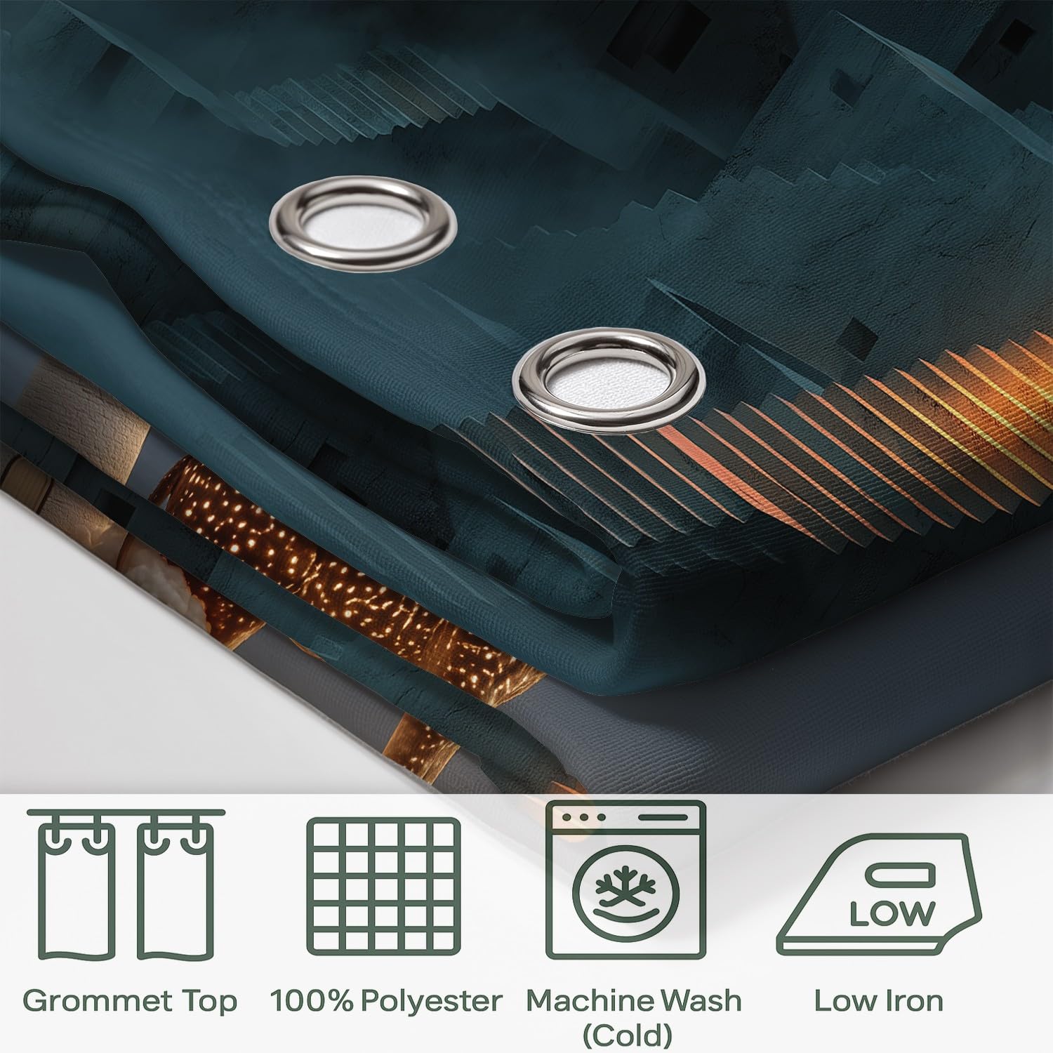 Generisch Thermovorhang Grau Vorhang Mit Metall-Ösen 2-teiliges Set 175 x 140 cm (H x B) Dekorative Vorhang Mit Persönlichkeit Ruhig Lampe Muster Für Hochwertiges Wohnzimmerambiente