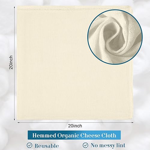 Miniatura 2 de Peryiter 40 paños de queso de 20 x 20 pulgadas con dobladillo de grado 100 para colar, colador de tela reutilizable de algodón para hacer queso,
