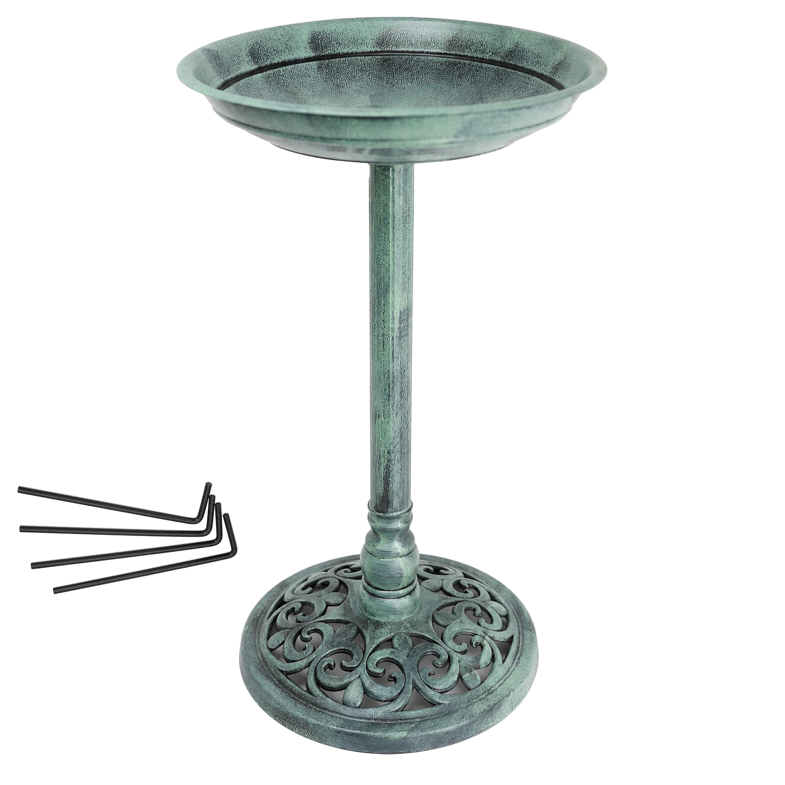 DIVCHI Bird Bath for Garden Freestanding Birdbaths Wild Birds Baths Feeder Bowl Pedestal Birdbath for Outdoors Patio Yard & Lawn Décor (Light Green Classic Bird Bath)