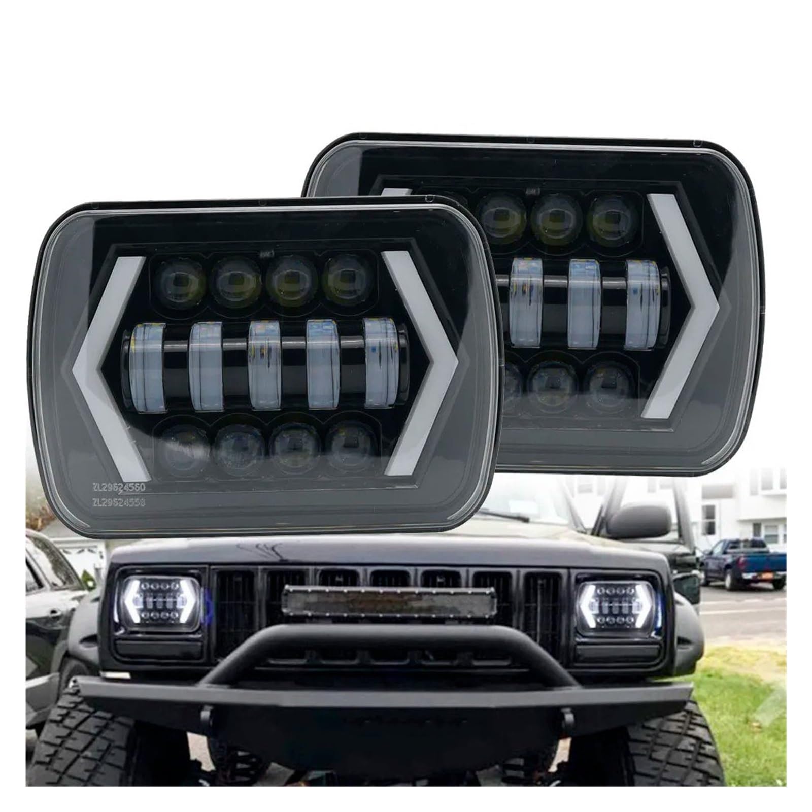 Faro Principal Para Nissan Para Patrol Y60 1980-1994 Faros Delanteros LED Impermeables De 7X6 5X7 Luces Altas Bajos DRL H6054 H5054 Faros Delanteros Coche(2 pieces)