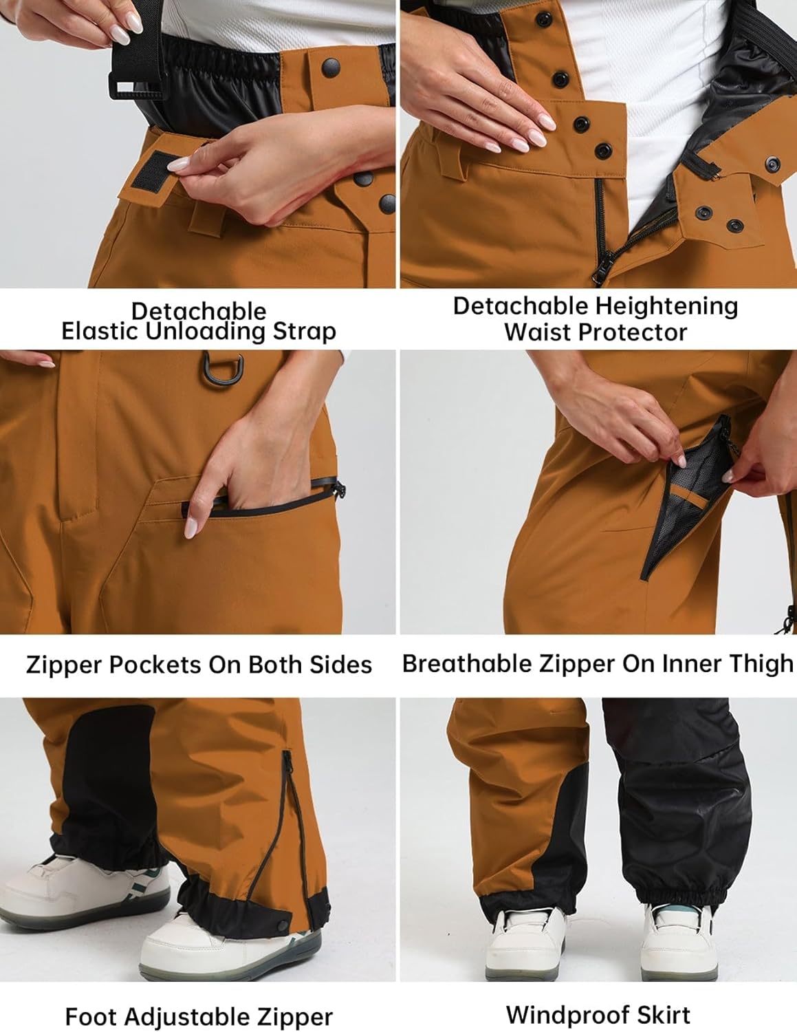 IMPHUT Ski Pants Snowboard Pants for Men, Baggy Snow Pants Insulated Waterproof Windproof, Mens Snow Bibs Overall - Image 5