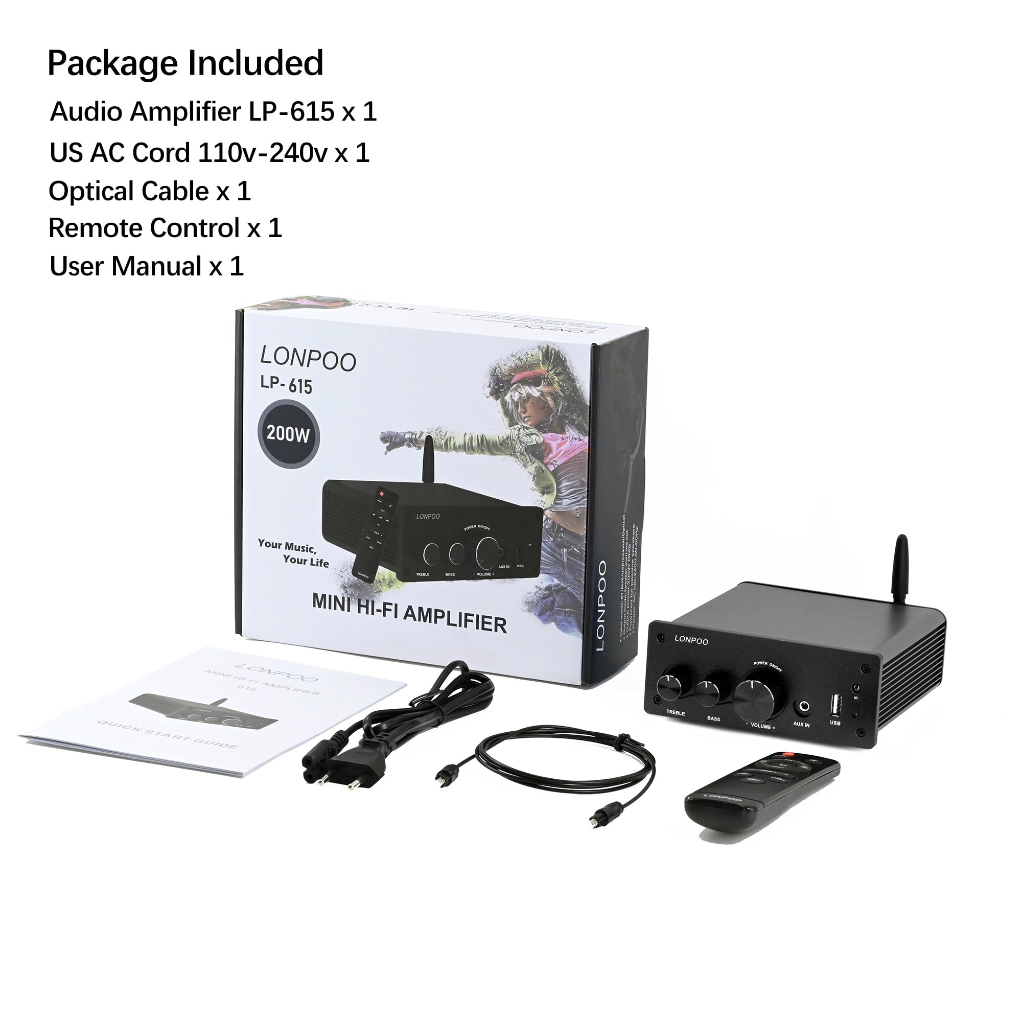 Bluetooth Audio Amplifier,LONPOO 2.0 Channel Mini Class D