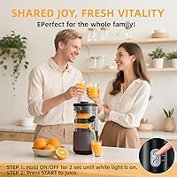 Vista 7 de Exprimidor eléctrico de cítricos, máquina exprimidora de cítricos manos libres con cepillo de limpieza, exprimidor automático de alto rendimiento