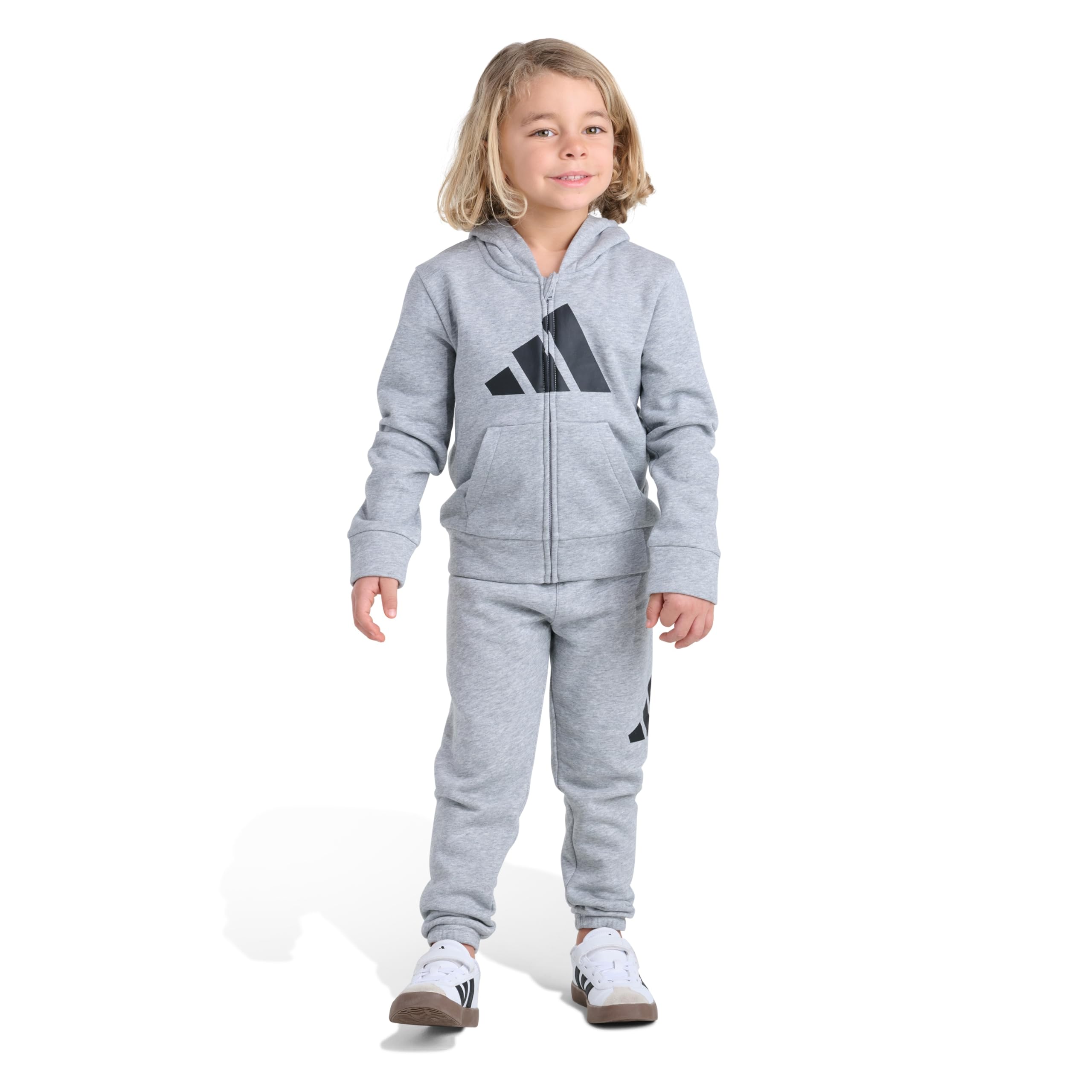 Kids Boys Ess FLC Logo HTR JKT Jg St Athletic Outerwear Casual - Grey