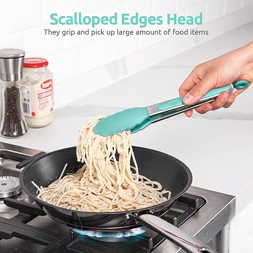 Miniatura 4 de Pinzas de cocina resistentes al calor de 600F pinza de cocina de silicona U-Taste de 9 pulgadas con puntas de goma antiadherentes selladas firmes y