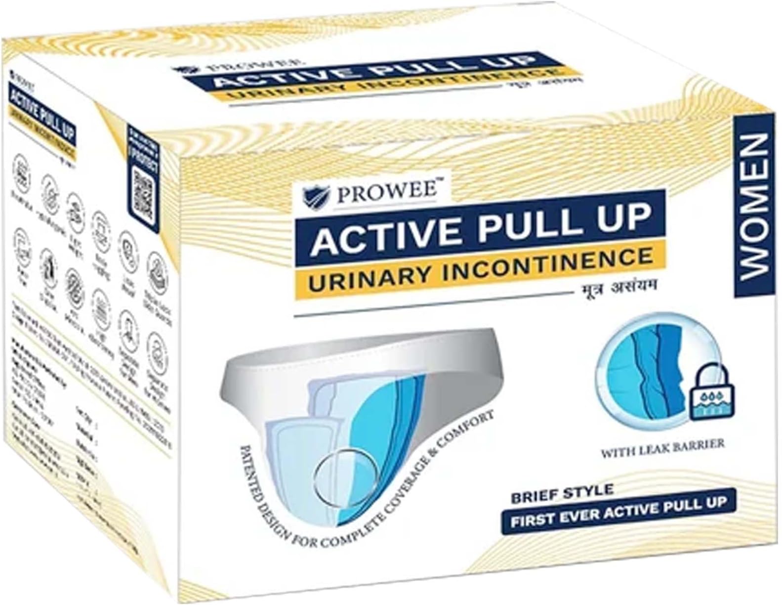 Prowee™ Women Active Pull Up For Urinary Incontinence (UI)| (XL Size Pack of 5) | Brief-Style with Leak Guard | High Absorbance Capacity | Ideal for Long Office Hours & Regular Use