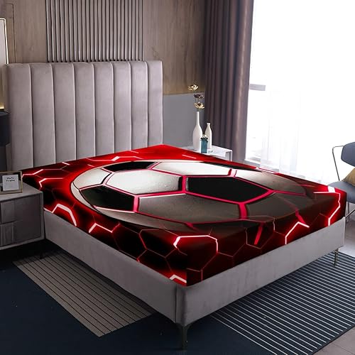 Miniatura 5 de Erosebridal Alfombra de baño de fútbol para niños, alfombra de baño de microfibra de fútbol, decoración de luz de neón roja, antideslizante,