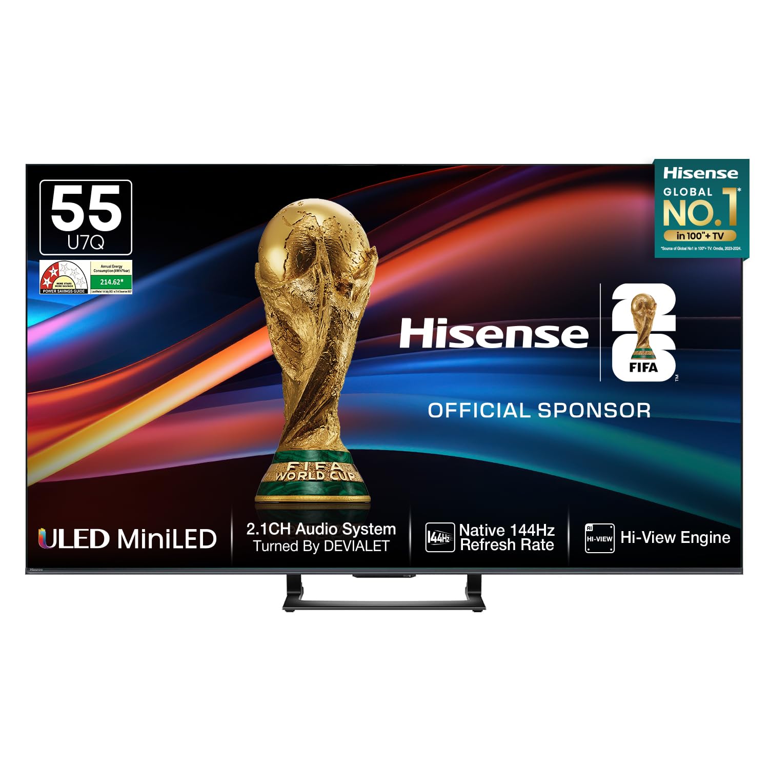 Hisense 139 cm (55 polegadas) Série U7Q 4K Ultra HD Smart QLED