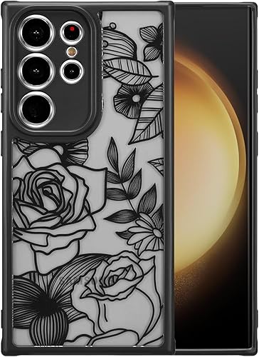 XIZYO Funda delgada para Samsung Galaxy S22 Ultra con diseño floral rosa para mujeres y niñas, TPU a prueba de golpes, funda protectora para Galaxy