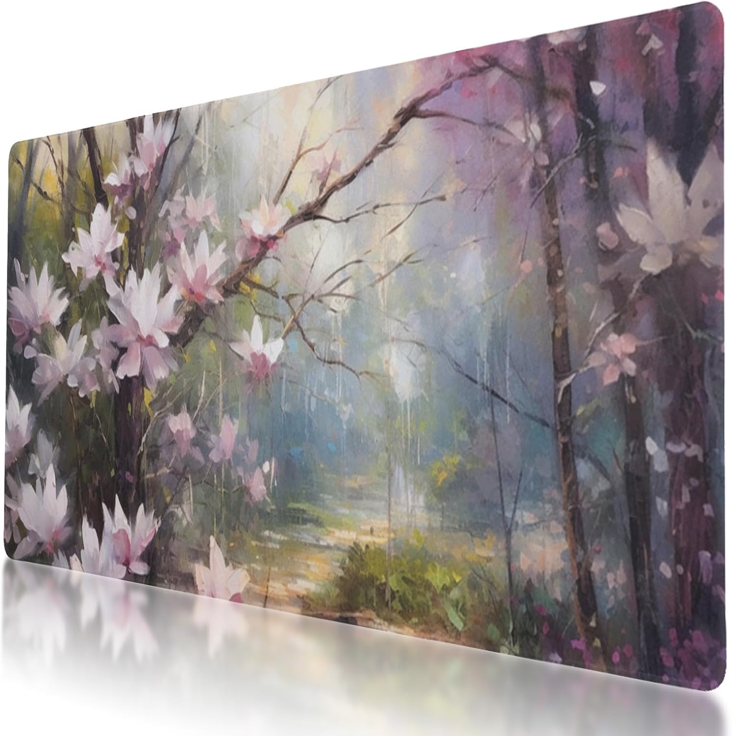 Durable Magnolia Garden Design Mouse Pad 35.5 x 16 Inch with Non-Slip Base, Waterproof, Comfortable for Extended Gaming