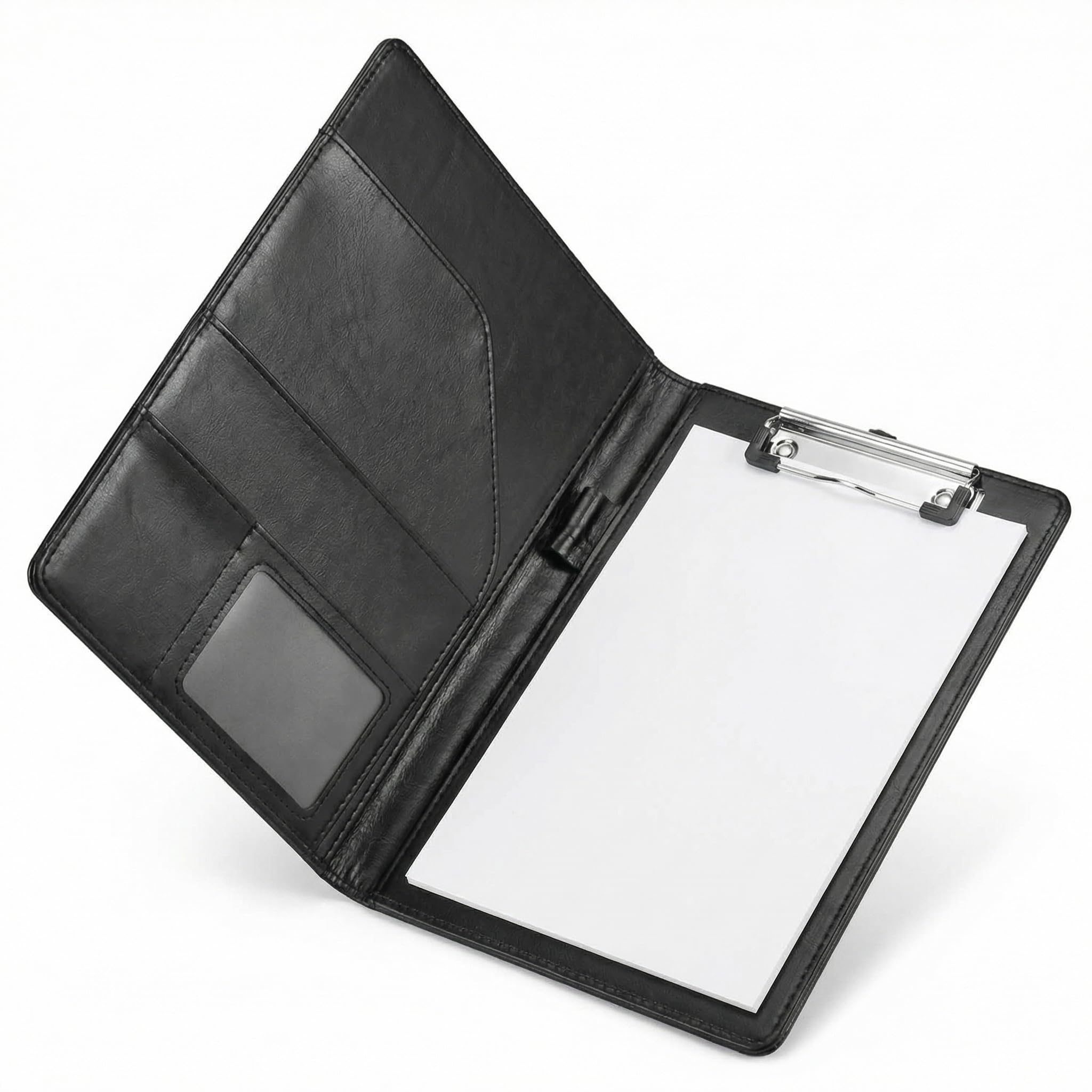 QWORK Portablocco A5 con Copertina, Cartella Porta Documenti Nero