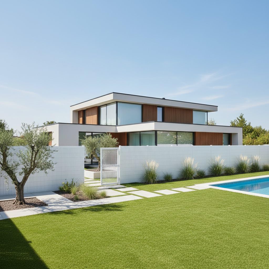 Suinga Brise-Vue Double Face 1 x 3 m, PVC Blanc, apporte Un Aspect Moderne, élégant et différent dans Votre Jardin ou sur Votre terrasse.
