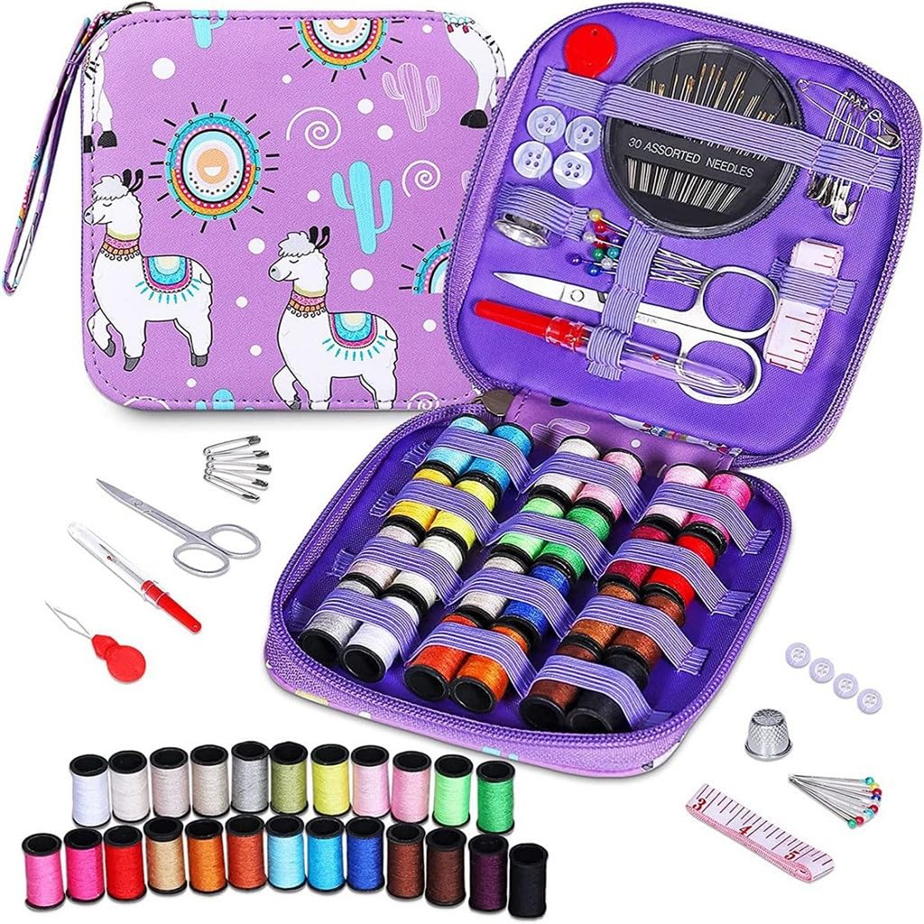 JFDBGU Kit de costura, juego de herramientas de costura DIY, caja de almacenamiento de línea multifuncional con aguja de camello, juego de 79 piezas