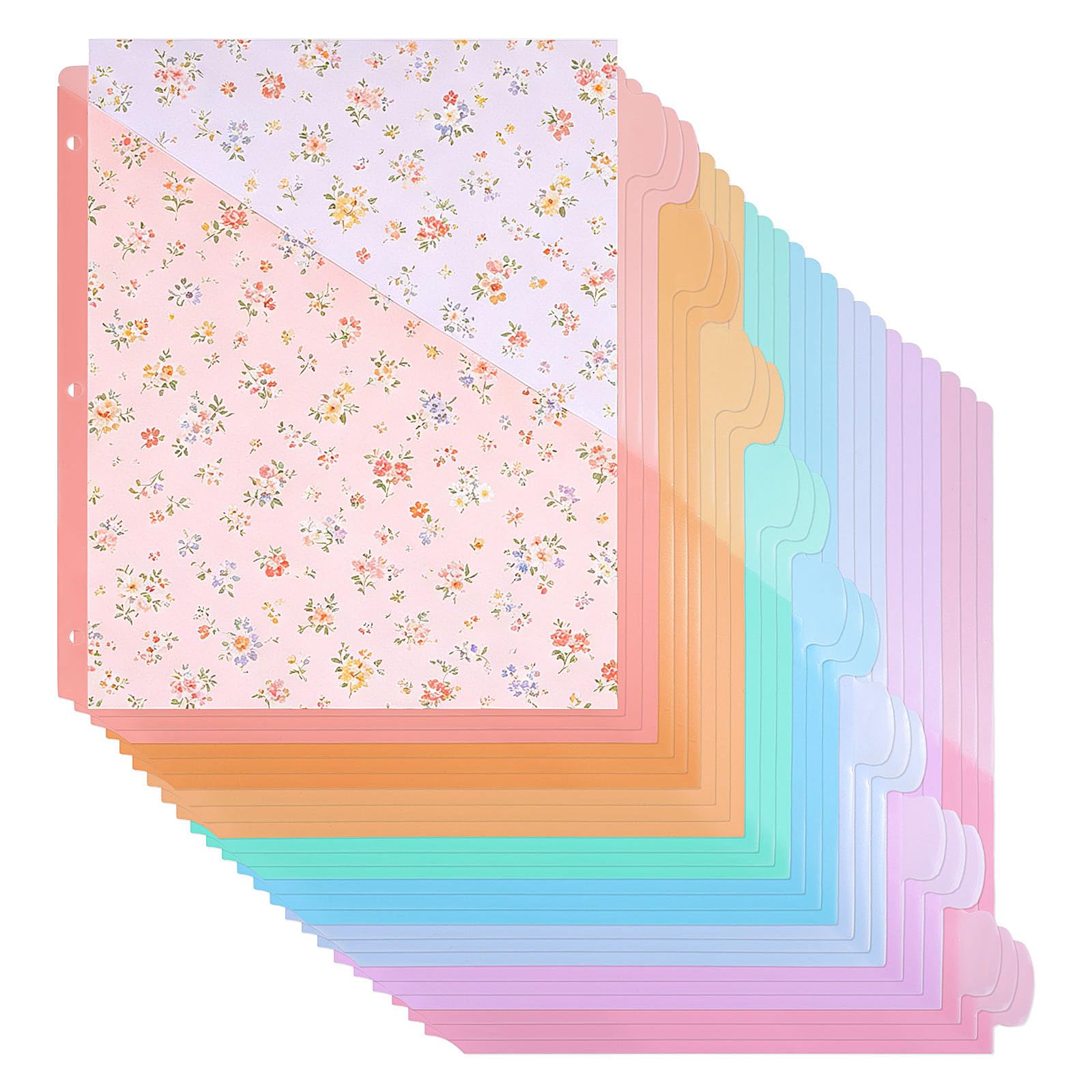 GLOBLELAND - Carpeta de 2 fundas con 8 pestañas para archivadores de 3 anillas y hojas protectoras de plástico para formato de letra estadounidense para la organización