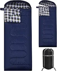 REDCAMP Saco de dormir de flanela de algodão para acampamento, mochilão, sacos de dormir envelope de clima frio para adultos com enchimento de 2/3/1,8 kg