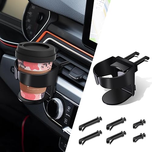 Portavasos para ventilación de aire del automóvil, expansor de portavasos ajustable con 3 tipos de clips de montaje, soporte de ventilación de aire