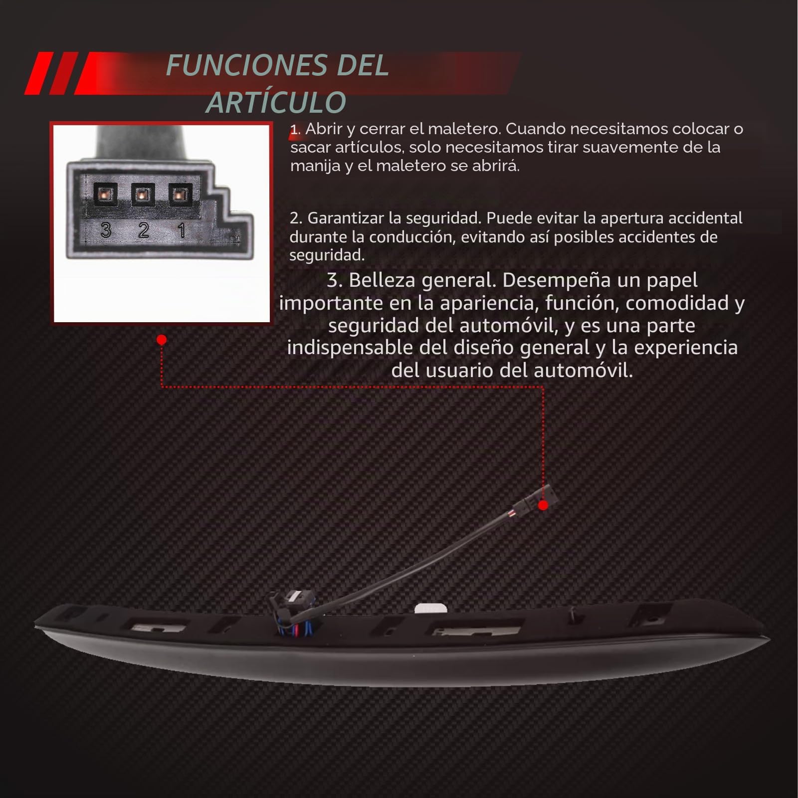 Barra de agarre con botón, portón trasero negro reemplazo para 3 Series E46 1998-2005 Accesorios de coche Parte # 51137171699 51137170966